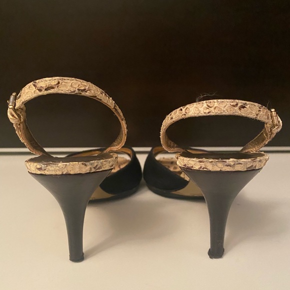 Dolce & Gabbana Black Fabric Leather Sandal Shoes Slingback 38 3" Inches - Picture 6 of 10